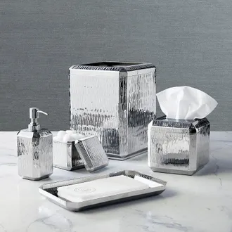 Frontgate Newham Textured Metal Bath Accessories - Chrome, Soap Dispenser in Chrome - Frontgate