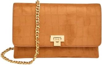 Elisabetta Franchi Tassen, Dames, Bruin, ONE Size, Su&egrave;de, Compacte Crossbody Tas