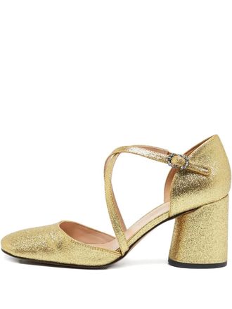Marc Jacobs 75 mm sandalen met gekruiste bandjes en glitters - Geel