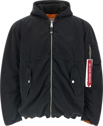 Purple Multicolor Cotton Mens Bomber