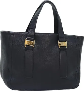 Ferragamo Vala Leather Black Leather Handbag (Pre-Owned)