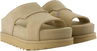 UGG Womens Goldenstar Hi Cutout Sandals - Ugg Leather Khaki Calfskin Shoes