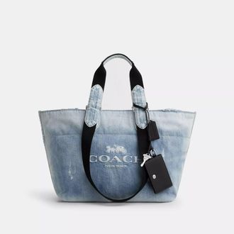 Coach Small Tour Tote Bag In Loved Denim With Charms