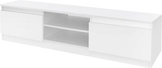 ML Design Ml-design Mesa De Tv De Madera En Blanca 120x36x40cm Gabinete Para Televis&oacute;n Mueble Moderno Con Espacio De Almacenamiento Tablero De Pie Mesita Con 2 