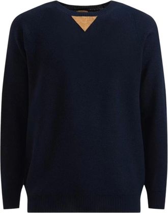 Alviero Martini 1A Classe Round-neck Knitwear, male, Blue, Size: S Blue Geo Classic Sweater