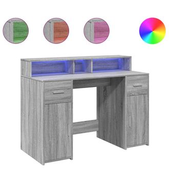 vidaXL Vidaxl - Escritorio Con Led Madera Ingenier&iacute;a Gris Sonoma 120x55x91 Cm