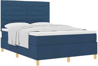 vidaXL Box Spring Bed with Mattress Blue 140 x 200 cm Fabric vidaXL