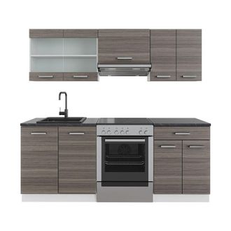 Vicco Mueble De Cocina R-line, Precioso Gris/blanco, 200 Cm, Et Antracita