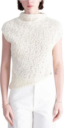 Gauch&egrave;re Truien & Vesten, Dames, Beige, M, Katoen, Asymmetrische Gebreide Top