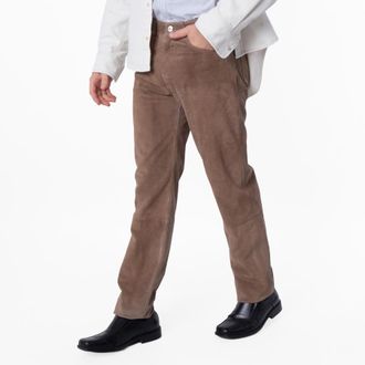 Bally Calf Suede Straight Trousers, Brand Size 52 ( Waist Size 36 )