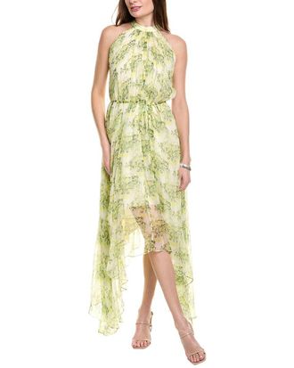 Saloni Saloni Crinkle Silk Chiffon Maxi Dress