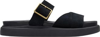 Clarks Zwarte Muilezel Sandaal - Dames - Sandalen - Zwart - 37 EU - Leer - Schoenen