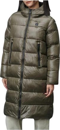 Blauer Geruite Lange Parka - Dames - Parka Jassen - Groen - L - Polyester - Jassen