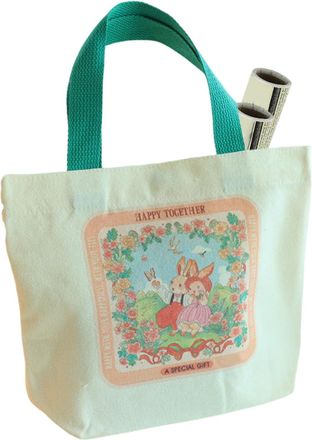 Generic Canvas Carrier Bag for Women-Sweet Bunny Design, Reusable Shopping Bag, Durable Gift | For Her, Mom, Teacher, Girlfriend, Daughter, Birthday, Christma