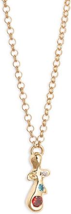 Faris Form Stone Pendant Necklace in Gold Plated Bronze at Nordstrom, Size 18