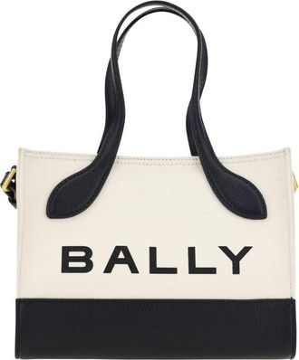 Bally Leather Mini Handbag In White/ Black