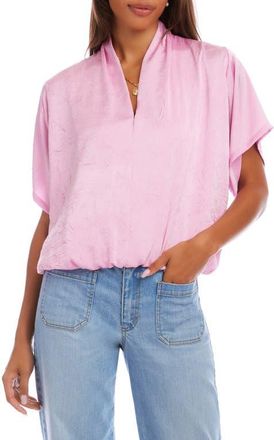 Karen Kane Crushed Satin V-Neck Top in Pink at Nordstrom, Size X-Large