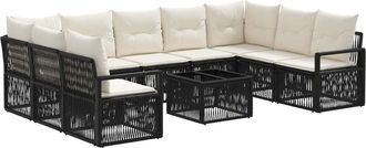 vidaXL Conjunto De Sof&aacute;s De Jard&iacute;n 10 Uds. Negro Rat&aacute;n Sint&eacute;tico Vidaxl