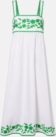 Juliet Dunn Embroidered cotton and linen midi dress