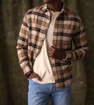 The Normal Brand Louis Heavyweight Flannel Shirt In Mink Plaid