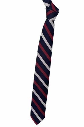 Robert Talbott Mens Regimental Self-Lined Woven Silk Faille Tie In Navy, Red, And Silver-White