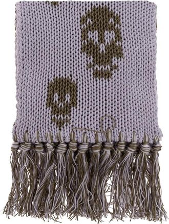 Alexander McQueen Katoenen sjaal met kenmerkend schedelmotief - Dames - Wintersjaals - Paars - ONE Size - Katoen - Accessoires