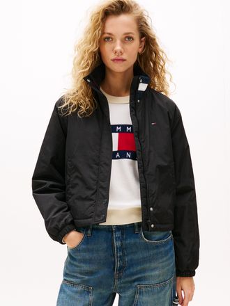 Tommy Jeans Blouson TOMMY JEANS TJW ESSENTIAL PADDED FLAG JACKET, Damen, Gr. XL (42), schwarz, Web, Obermaterial: 100% Polyamid, unifarben mit Farbeinsatz, elasti