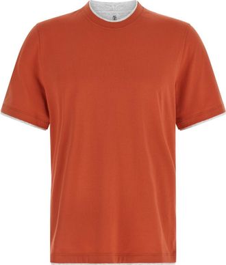 Brunello Cucinelli Orange Double layer t-shirt