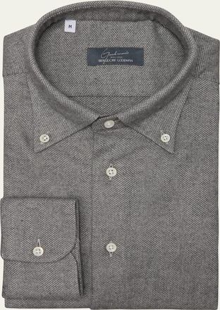 Bergdorf Goodman Mens Birdseye Flannel Sport Shirt