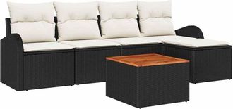 vidaXL Vidaxl - Conjunto de sofá de jardín 6 pcs Negro, blanco