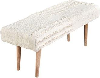 Anaya with Love Boucle Patchwork Handwoven Bench in White at Nordstrom