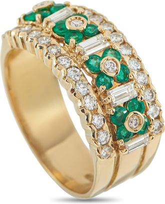 Luxury Bazaar 18K Yellow Gold 0.55ct Diamond and Emerald Ring MF20-110625