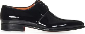Santoni Zwarte Derby Veterschoenen - Heren - Nette schoenen - Zwart - 40 1/2 EU - Schoenen