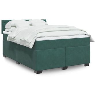 vidaXL Cama Box Spring Con Colch&oacute;n Terciopelo Verde Oscuro 140x190 Cm Vidaxl