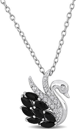 Delmar Black Spinel & White Topaz Swan Pendant Necklace at Nordstrom Rack