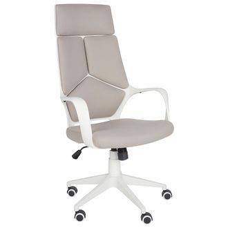 Beliani Beliani - Silla De Oficina De Poli&eacute;ster Gris Pardo Y Blanco Giratorio Delight