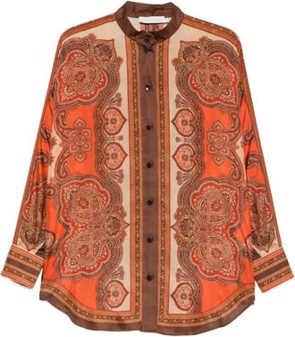 Zimmermann Orange Relaxed Paisley Shirt