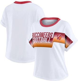 WEAR by Erin Andrews Womens WEAR by Erin Andrews White Tampa Bay Buccaneers Cropped Center Stripe Dolman T-Shirt at Nordstrom, Size Xx-Large