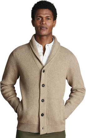 CHARLES TYRWHITT Merino Button Through Funnel Neck Cardigan in Oatmeal at Nordstrom, Size X-Small