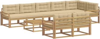 vidaXL Conjunto De Sof&aacute;s De Exterior 9 Uds. Y Beige Poli&eacute;ster Vidaxl