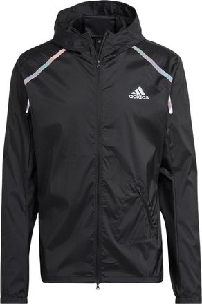 adidas Mens adidas Solid Color Logo Printing Sports Hooded Long Sleeves Jacket Black HK5637