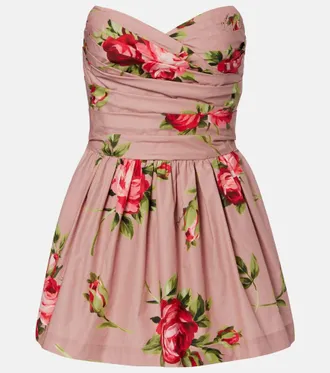 Dolce & Gabbana Floral strapless cotton minidress