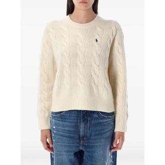 Ralph Lauren Embroidered-logo Cable-knit Sweater