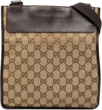 Gucci Pre-owned Cross Body Bags, female, Beige, Size: ONE SIZE Pre-owned Canvas Crossbody Bag