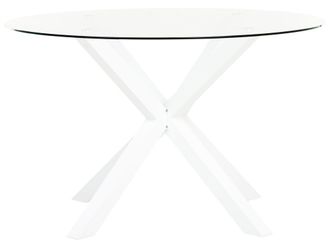 Beliani Mesa de jard&iacute;n 120 cm 120 cm vidrio blanco