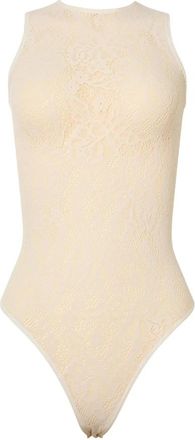 Wolford Bodysuit met grafische rozenprint en ronde hals - Dames - Bodies - Beige - S - Katoen - Tops