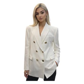 Elisabetta Franchi Blazers, female, White, Size: L Giacca doppiopetto in gabardina