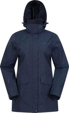 Mountain Warehouse Glacial Womens Waterproof Jacket - Taped Seams Rain Coat, Breathable Casual Jacket, Detachable Hood Trench Coat - Ideal Ladies Coat For Walking Navy W