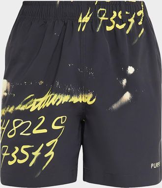 Purple Men & apos;s All Round Graphic Swim Shorts