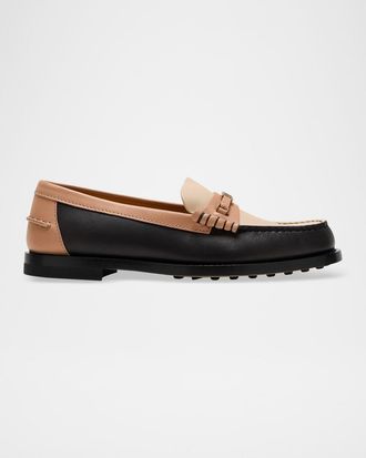 Tod's Gomma Colorblock Leather Chain Loafers